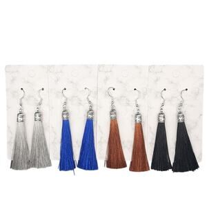 NWT 4 Pack Handmade Giadasio Fringe Silver Plated Dangle Earring Set
